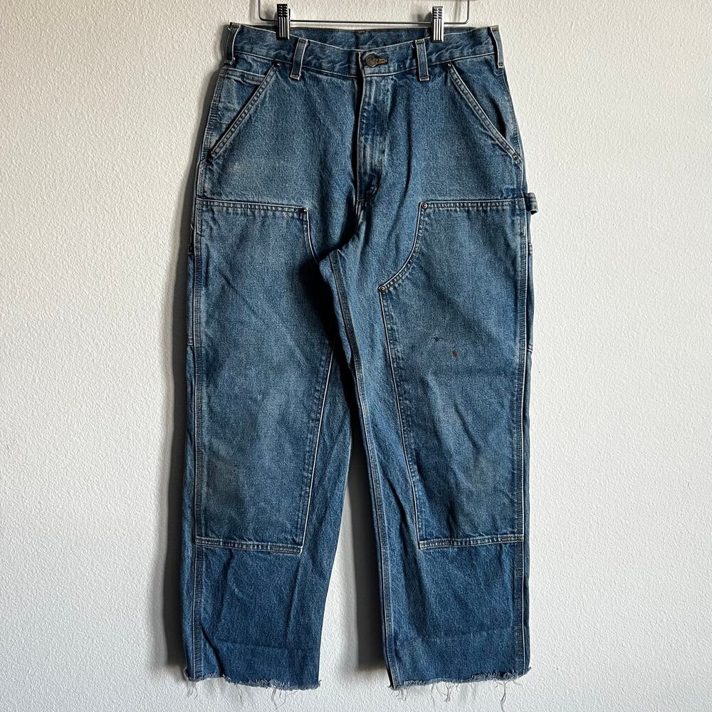 Carhartt B73 DST blue denim double knee work wear carpenter pants